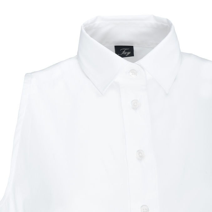 CAMICIA SBRACCIATA IN COTONE STRETCH Donna Bianco