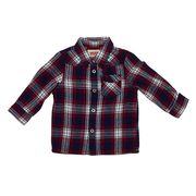 CAMICIA SCOZZESE CON BOTTONI E SCRITTA Bambino Rosso blu bianco CAMICIA SCOZZESE CON BOTTONI E SCRITTA Bambino Rosso blu bianco