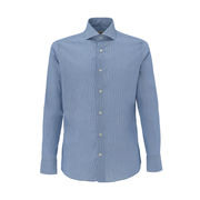 CAMICIA SLIM A RIGHE Uomo Bianco Blu 1000 righe CAMICIA SLIM A RIGHE Uomo Bianco Blu 1000 righe
