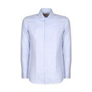 CAMICIA SLIM CHECK IN COTONE CON COLLO FRANCESE Uomo Bianco Azzurro CAMICIA SLIM CHECK IN COTONE CON COLLO FRANCESE Uomo Bianco Azzurro