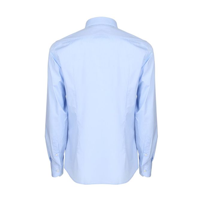 CAMICIA SLIM IN COTONE STRETCH CON COLLO ALLA FRANCESE Uomo Azzurro