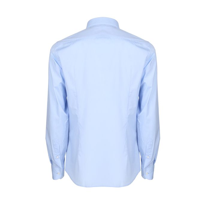 CAMICIA SLIM IN COTONE STRETCH CON COLLO ALLA FRANCESE Uomo Azzurro