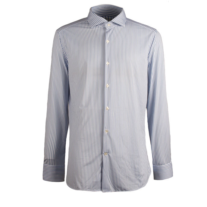 CAMICIA TESSUTO TECNICO Uomo Bianco Azzurro