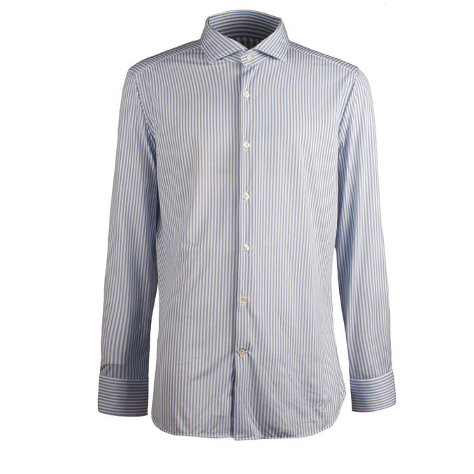 CAMICIA TESSUTO TECNICO Uomo Bianco Azzurro