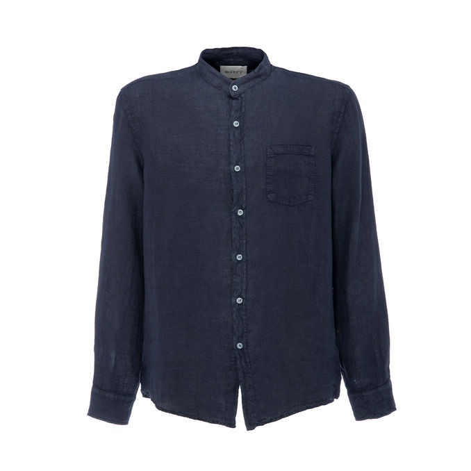 CAMICIA WILBER COREANA IN LINO Uomo Blu