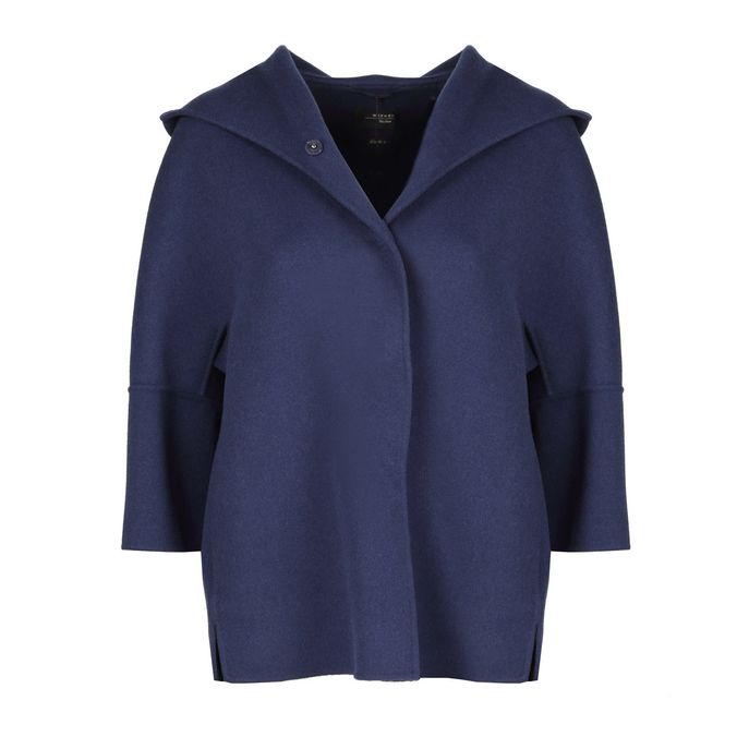 CAPPA RAPACE CON CAPPUCCIO IN LANA Donna Blu cobalto