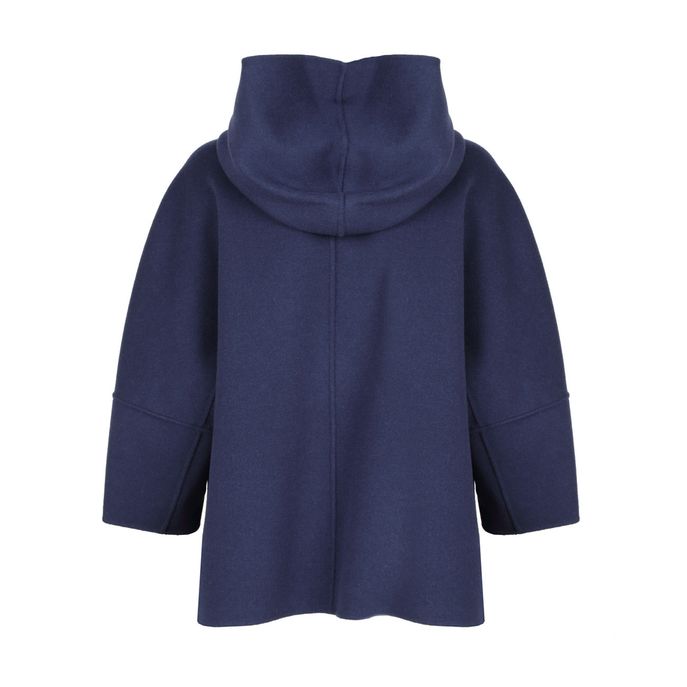 CAPPA RAPACE CON CAPPUCCIO IN LANA Donna Blu cobalto