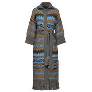 CAPPOTTO COQUETIER LUNGO SPALLA CON FRANGE Donna Grigio/ Azzurro CAPPOTTO COQUETIER LUNGO SPALLA CON FRANGE Donna Grigio/ Azzurro