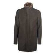 CAPPOTTO CORTO IN LANA DIAGONALE Uomo Grigio CAPPOTTO CORTO IN LANA DIAGONALE Uomo Grigio