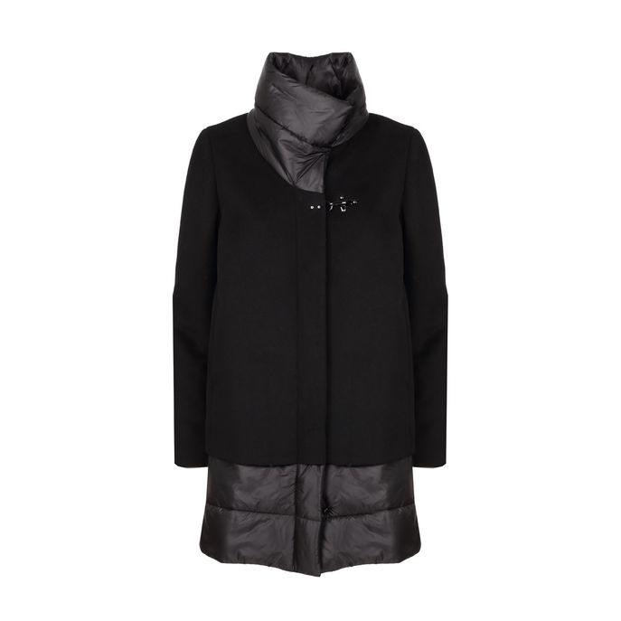 CAPPOTTO IMBOTTITO IN LANA E NYLON Donna Nero