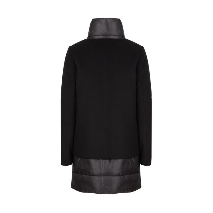 CAPPOTTO IMBOTTITO IN LANA E NYLON Donna Nero