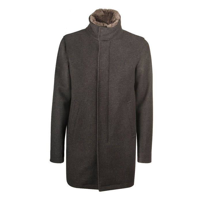 CAPPOTTO IN LANA DIAGONALE Uomo Grigio