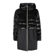 CAPPOTTO IN PIUMA CON CAPPUCCIO STACCABILE IN PANNO MISTO LANA Bambina Nero CAPPOTTO IN PIUMA CON CAPPUCCIO STACCABILE IN PANNO MISTO LANA Bambina Nero