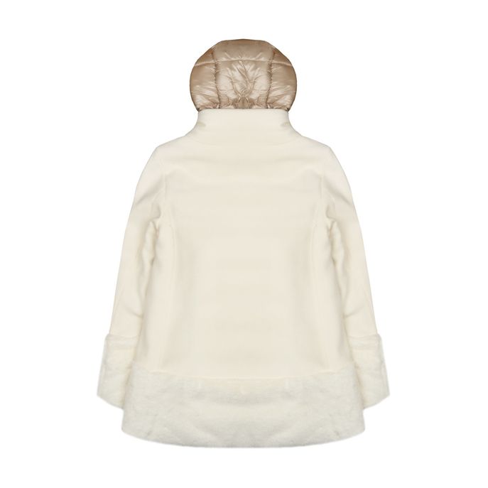 CAPPOTTO KIDS IMBOTTITO CON CAPPUCCIO E INSERTI IN PELO Bambina Panna