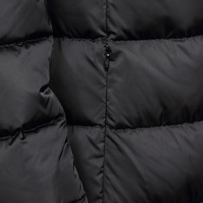 CAPPOTTO LUNGO IN PIUMA CON CAPPUCCIO E PELO STACCABILE Donna Nero
