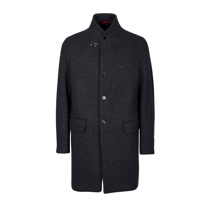 CAPPOTTO MISTO LANA CON GANCI Uomo Grigio fumo