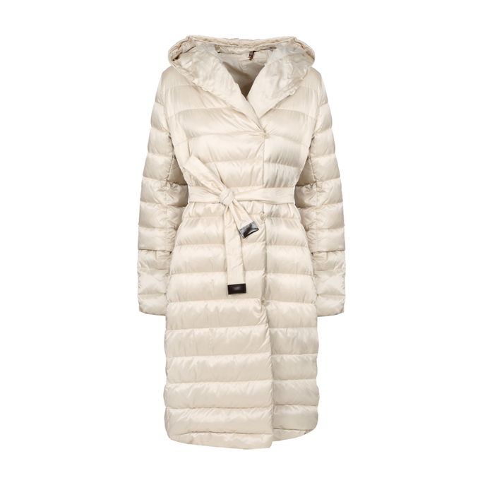 CAPPOTTO NOVELU IN PIUMA CON DUE CINTURE Donna Beige