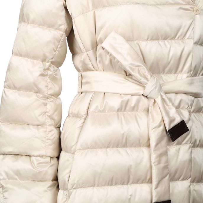 CAPPOTTO NOVELU IN PIUMA CON DUE CINTURE Donna Beige