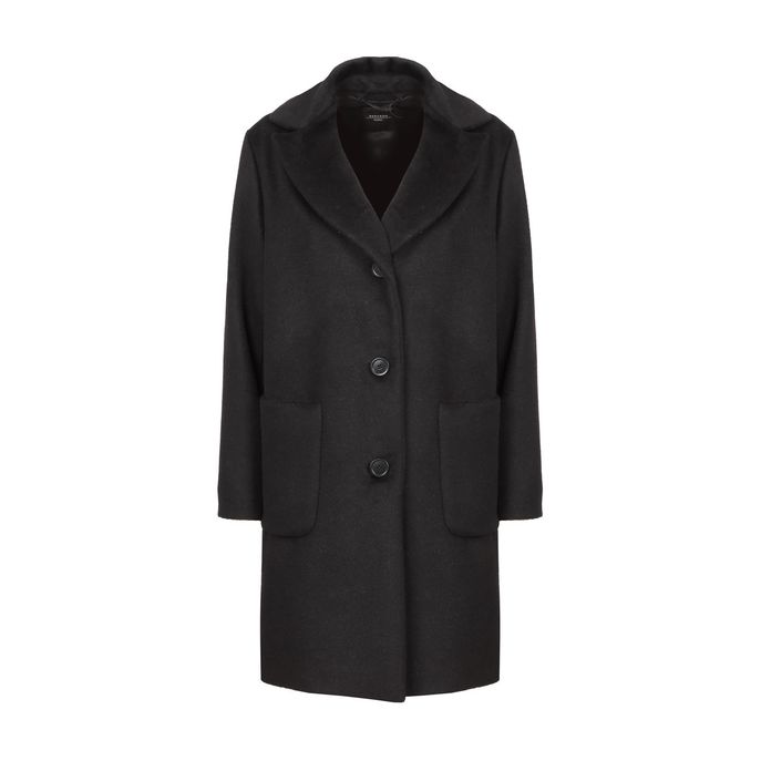 CAPPOTTO OLIVETO IN MISTO LANA E MOHAIR Donna Nero