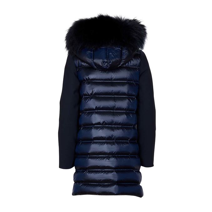CAPPOTTO PIUMINO CON CAPPUCCIO E PELO IN NYLON Donna Blue Black