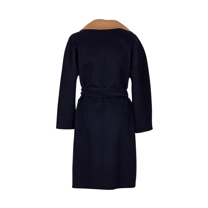 CAPPOTTO RAIL REVERSIBILE IN LANA DOPPIATA Donna Navy Cammello