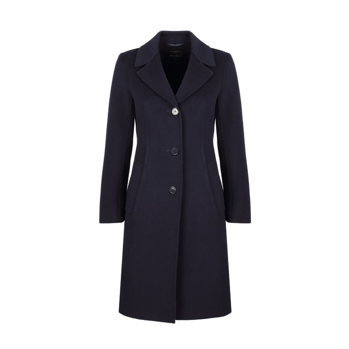 CAPPOTTO UGGIOSO MONOPETTO IN LANA DOPPIATA Donna Navy