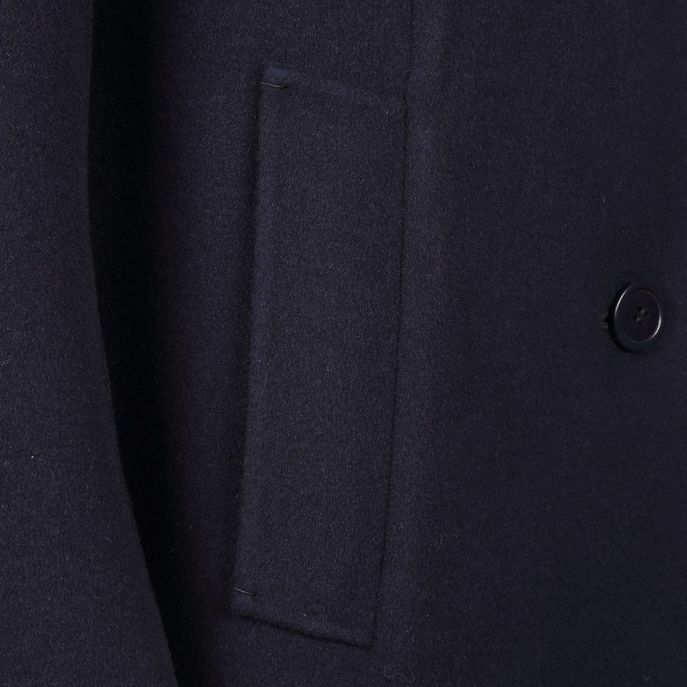 CAPPOTTO UGGIOSO MONOPETTO IN LANA DOPPIATA Donna Navy