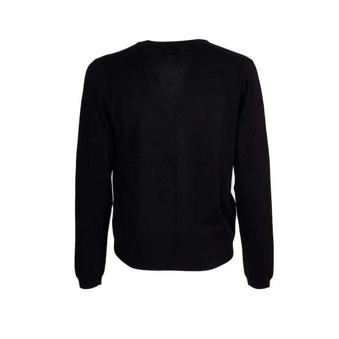 CARDIGAN CON SCOLLO A V IN LANA E COTONE Uomo Nero