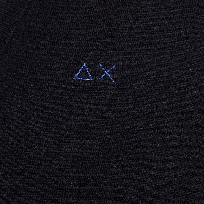 CARDIGAN CON SCOLLO A V IN LANA E COTONE Uomo Nero