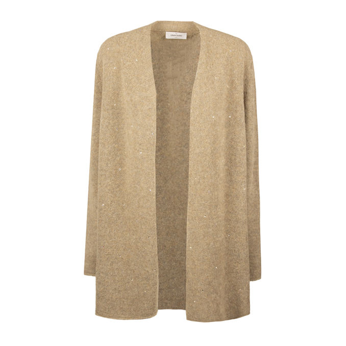 CARDIGAN CON STRASS Donna Beige
