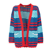 CARDIGAN CROCHET IN COTONE TRICOT MULTIRIGHE Donna Ciliegia CARDIGAN CROCHET IN COTONE TRICOT MULTIRIGHE Donna Ciliegia