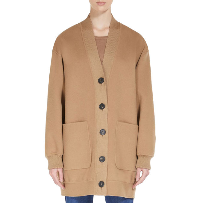 CARDIGAN DRAP PURA LANA ZELMA Donna Cammello