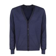 CARDIGAN IN LANA VERGINE CON PROFILO A CONTRASTO Uomo Blu petrolio CARDIGAN IN LANA VERGINE CON PROFILO A CONTRASTO Uomo Blu petrolio