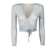 CARDIGAN INCROCIO CORTO Donna Azzurro Lurex CARDIGAN INCROCIO CORTO Donna Azzurro Lurex