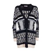 CARDIGAN JACQUARD CON FRANGE Donna Sabbia Nero Lilla Latte CARDIGAN JACQUARD CON FRANGE Donna Sabbia Nero Lilla Latte