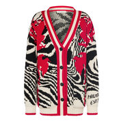 CARDIGAN LUNGO ZEBRATO Donna Fantasia Rosso CARDIGAN LUNGO ZEBRATO Donna Fantasia Rosso