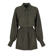 CHEMISIER SOPRA GINOCCHIO IN GABARDINA Donna Verde Militare CHEMISIER SOPRA GINOCCHIO IN GABARDINA Donna Verde Militare