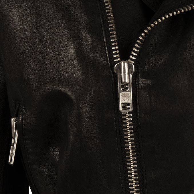 CHIODO CON CINTURA IN PELLE Donna Nero