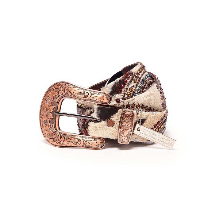 CINTURA ALTA CAVALLINO MUCCATO SWAROVSKY Donna Marrone Bianco Multicolor