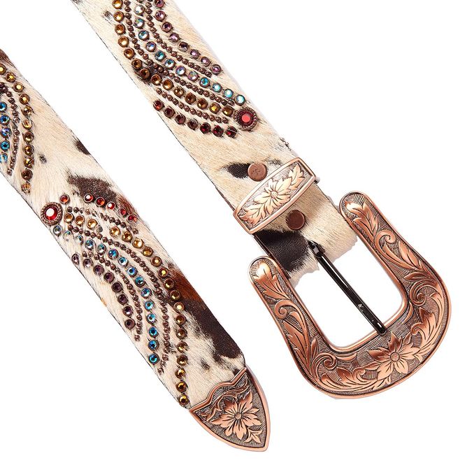 CINTURA ALTA CAVALLINO MUCCATO SWAROVSKY Donna Marrone Bianco Multicolor
