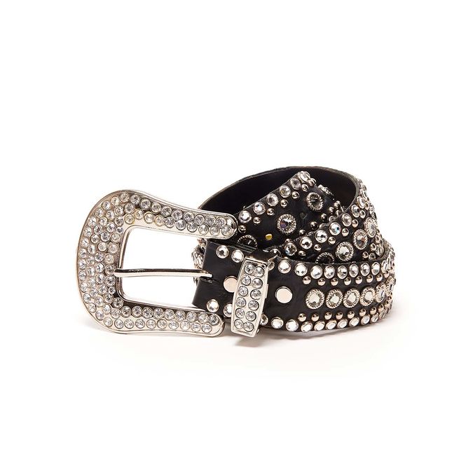 CINTURA ALTA SWAROVSKY E BORCHIETTE FIBBIA GRANDE Donna Nero Silver