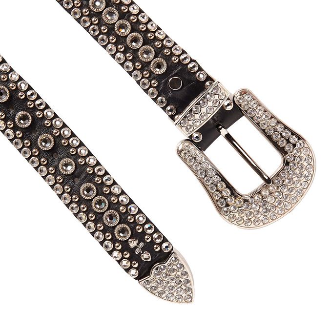 CINTURA ALTA SWAROVSKY E BORCHIETTE FIBBIA GRANDE Donna Nero Silver