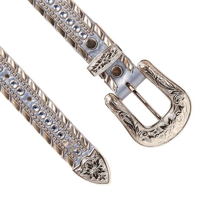 CINTURA MEDIA SWAROVSKY E BORCHIE FIBBIA DECORATA Donna Azzurro