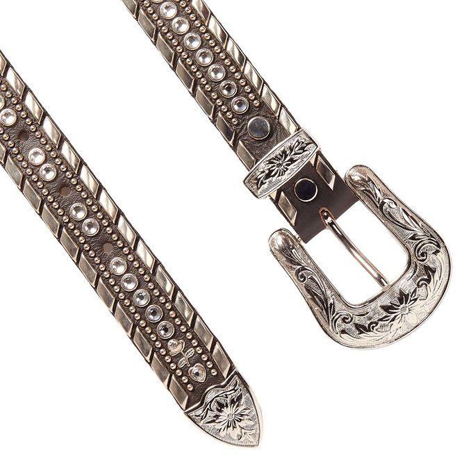 CINTURA MEDIA SWAROVSKY E BORCHIE FIBBIA DECORATA Donna Nero Silver