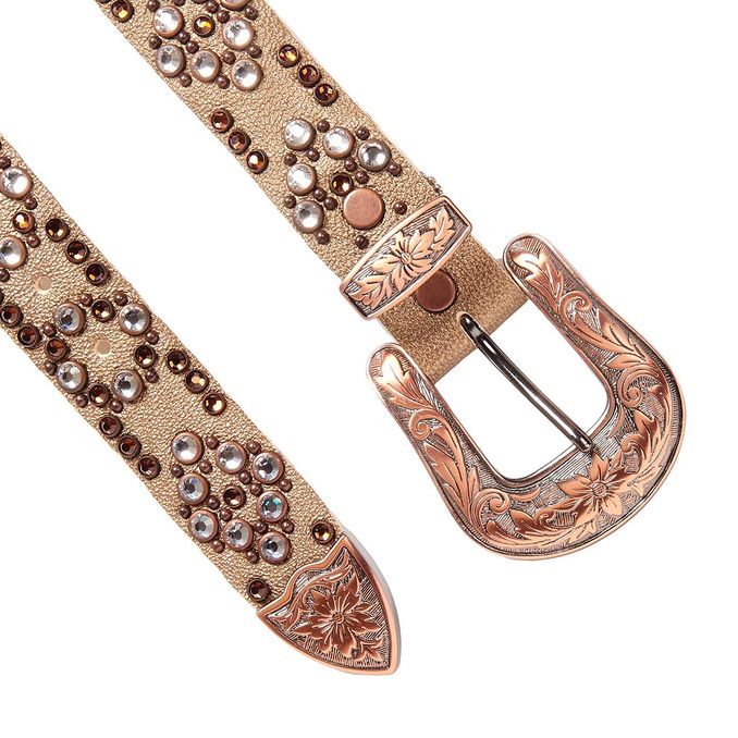 CINTURA MEDIA SWAROVSKY FIBBIA DECORATA Donna Oro Bronzo Silver