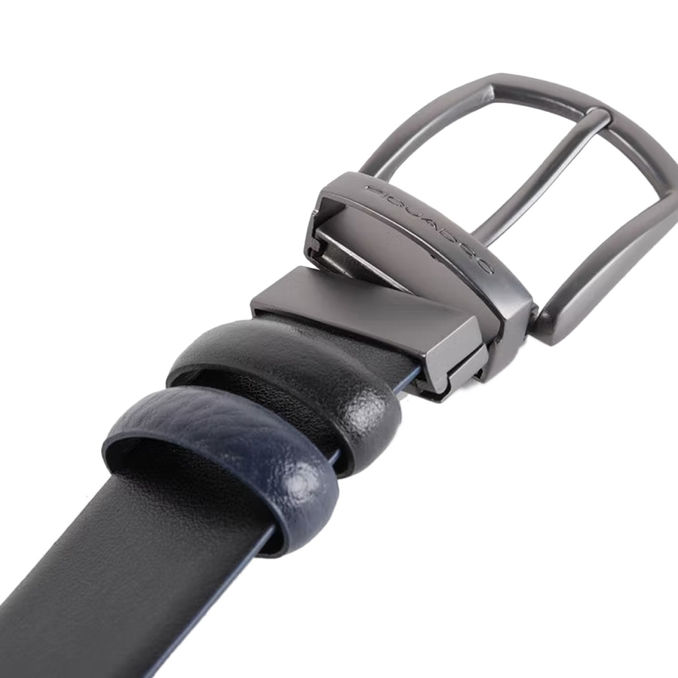 CINTURA REVERSIBILE LISCIA Uomo Nero e Blu