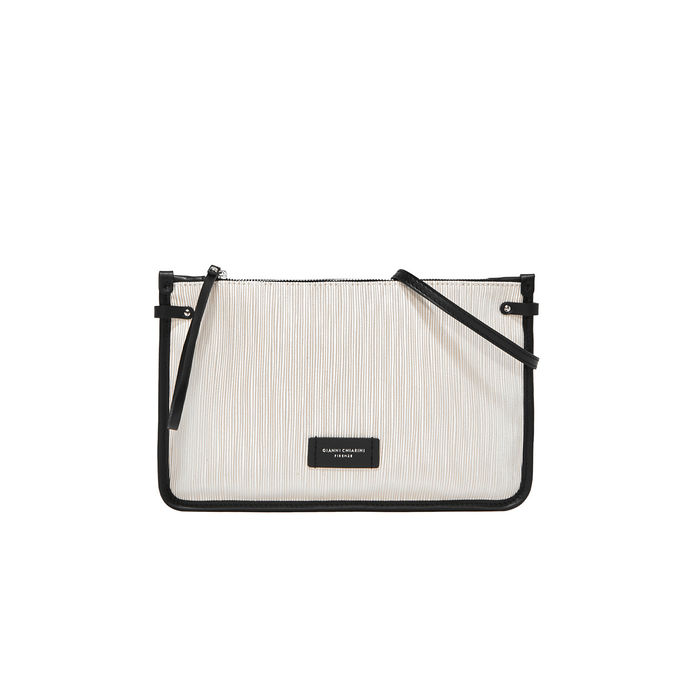 CLUTCH MARCELLA PELLE E TESSUTO Donna Panna