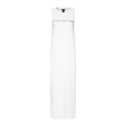 COPRICOSTUME LUNGO CON SPACCHI Donna Bianco Logo Argento COPRICOSTUME LUNGO CON SPACCHI Donna Bianco Logo Argento