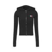 FELPA CON CAPPUCCIO BADGE RIB CARDI Donna Nero FELPA CON CAPPUCCIO BADGE RIB CARDI Donna Nero