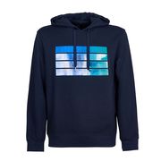 FELPA CON CAPPUCCIO E STAMPA OLOGRAFICA A RIGHE Uomo Navy FELPA CON CAPPUCCIO E STAMPA OLOGRAFICA A RIGHE Uomo Navy
